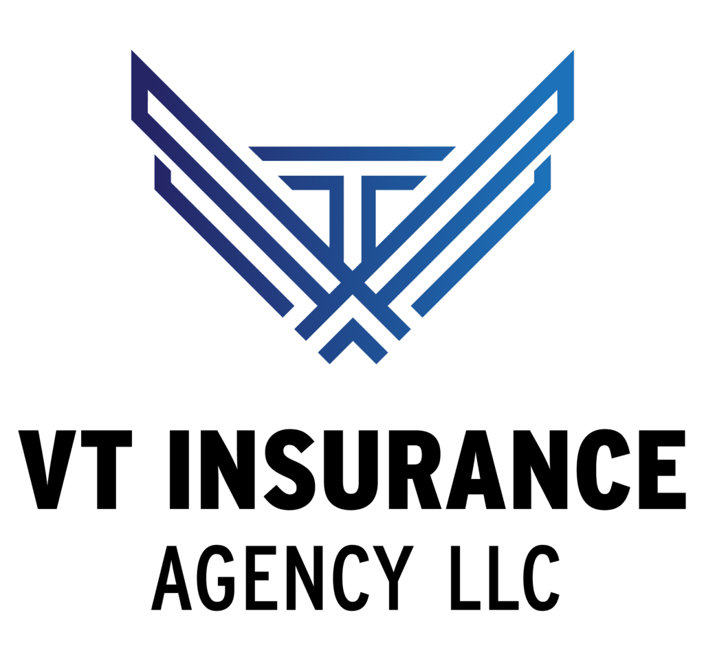 Blue Logo Centered Black Text